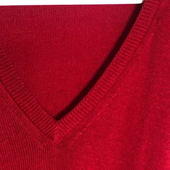 Vintage Lyle & Scott V-Neck Sweater Red Pullover  XL Golf Tennis Casualwear USA - Picture 6 of 7